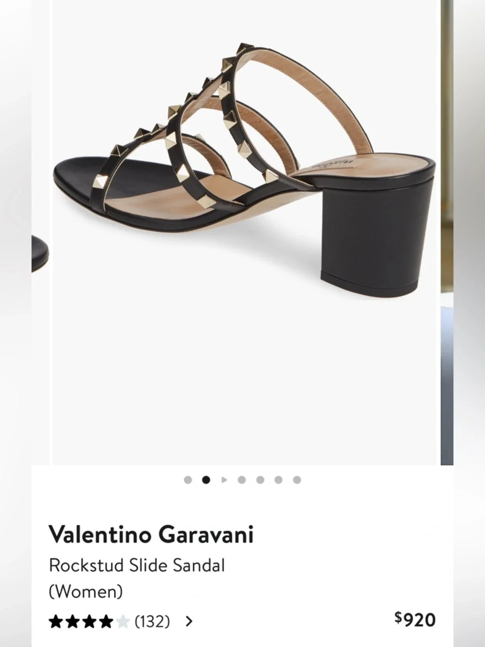 Valentino Rockstud Leather Block Heel Slide Sandal 37